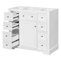 36" Green Bathroom Vanity Cabinet with 1 Door, 6 Drawers, and Shelf