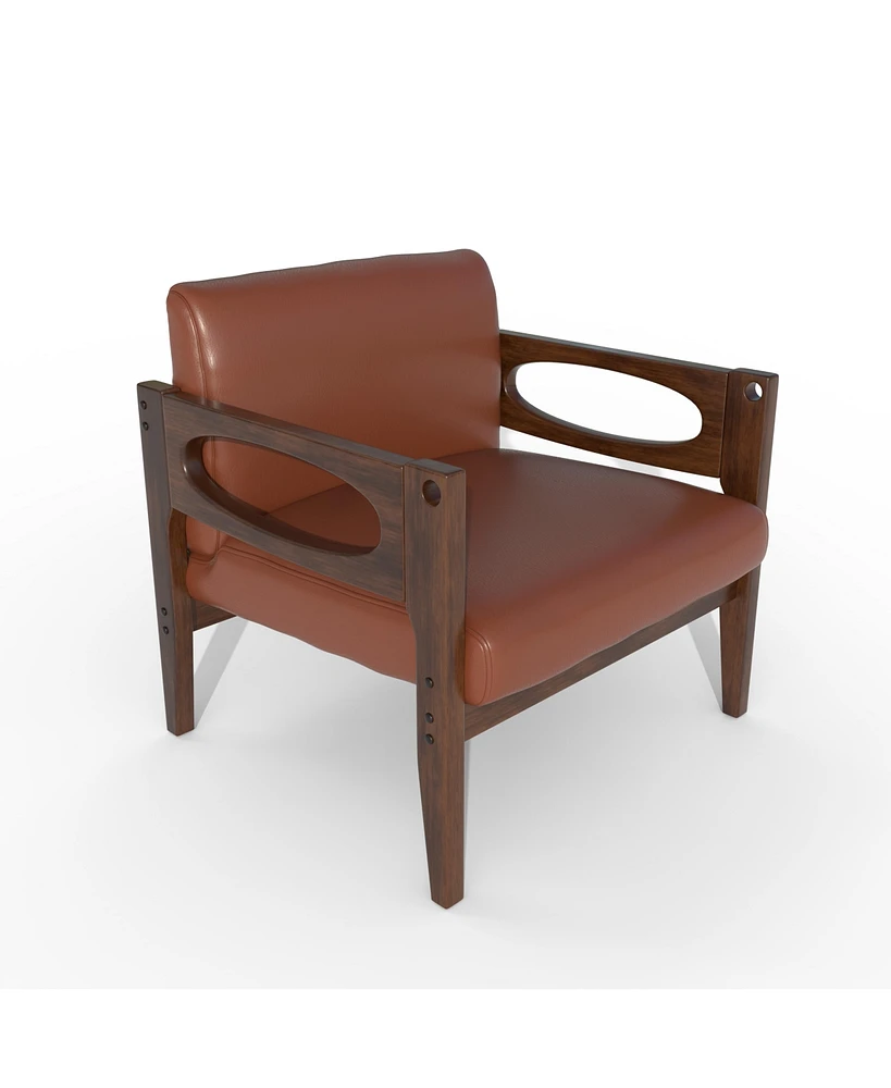 Simplie Fun Mid-Century Modern Brown Leather Armchair