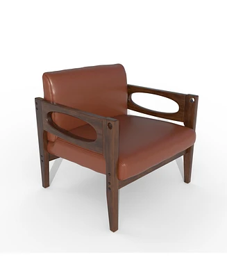 Simplie Fun Mid-Century Modern Brown Leather Armchair