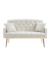 Simplie Fun Cream White Teddy Fabric 2 Seater Sofa