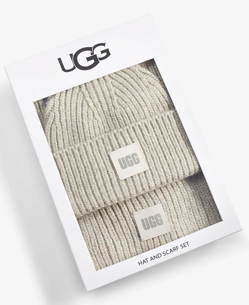 Ugg 2-Pc. Chunky Rib-Knit Beanie & Scarf Boxed Gift Set