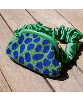 Brunna.Co Arnoldi Jade Hand-beaded Clutch Bag Lush Green & Blue