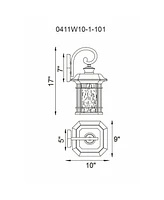 Cwi Lighting 17.3" Metal Blackburn 1 Light Outdoor Wall Lantern