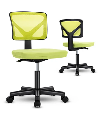 Simplie Fun Armless Desk Chair Small Home Office Chair With Lumbar Support