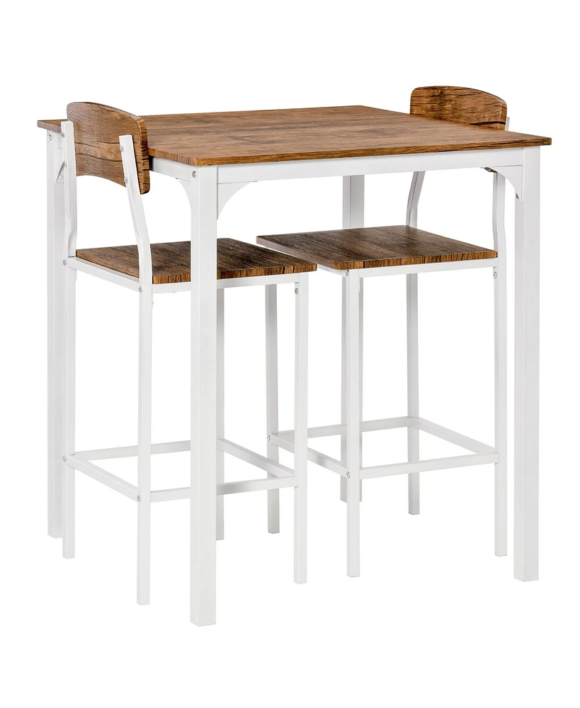 Simplie Fun Industrial 3-Piece Bar Table Set, White