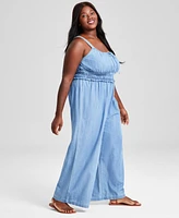 And Now This Trendy Plus Chambray Wide-Leg Jumpsuit, Created for Macy's