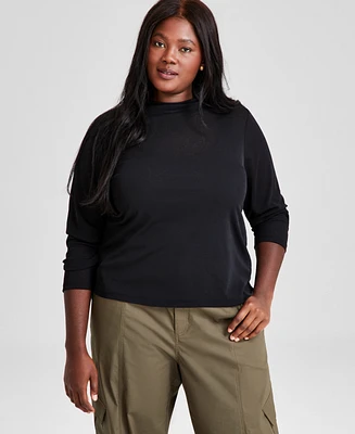 And Now This Trendy Plus Funnel-Neck Long-Sleeve Top, Created for Macy's