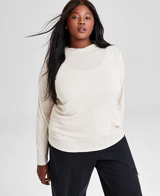 And Now This Trendy Plus Size Funnel-Neck Long-Sleeve Top, Created for Macy's