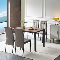 Streamdale Furniture 5-Piece Dining Set Including Grey Velvet High Back Nordic Dining Chair & Creative Design Mdf Dining Table