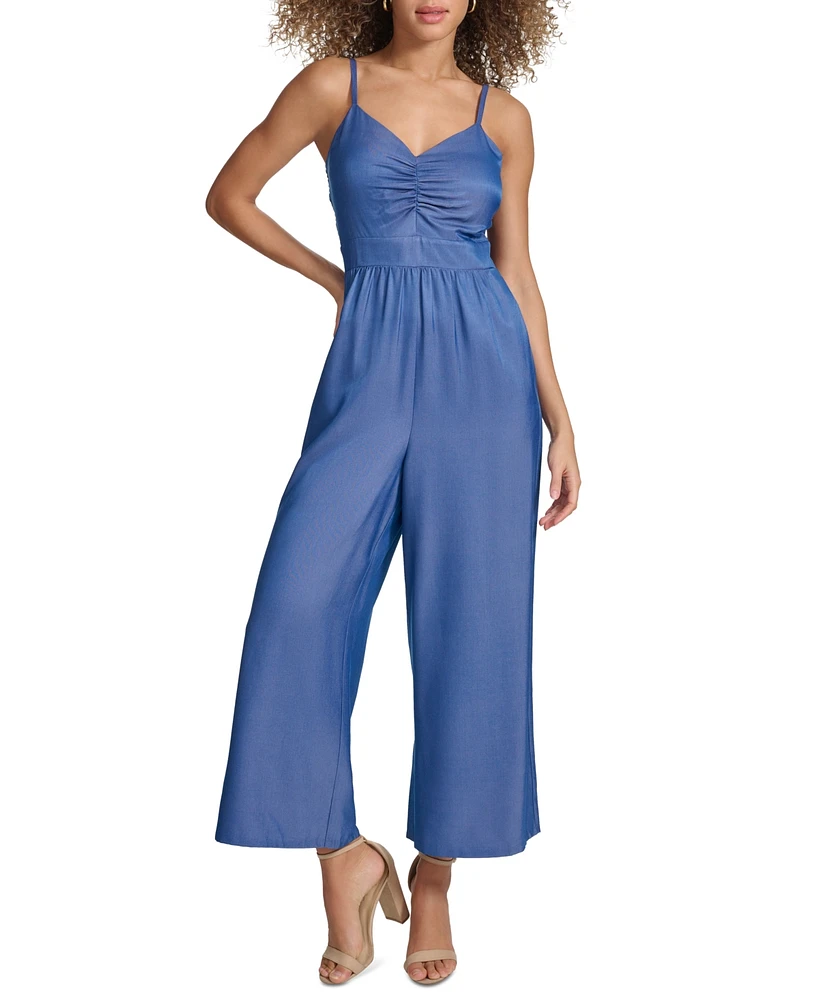 kensie Women's Chambray Ruched Jumpsuit