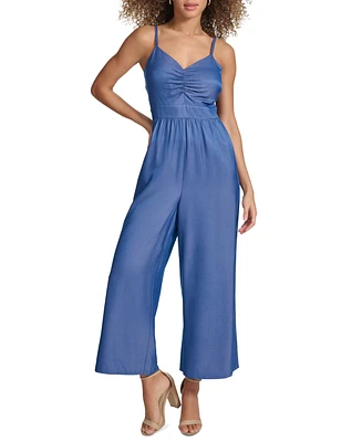 kensie Women's Chambray Ruched Jumpsuit