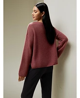 Lilysilk Women's Relaxed Fit Drop-Shoulder Silk Cashmere Blend Sweatshirt