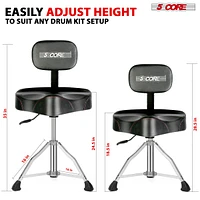 5 Core Drum Throne Padded Guitar Stool with Backrest Hydraulic Height Adjustable Music Chair For Adults And Kids w Anti Slip Rubber Feet