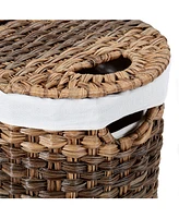 Seville Classics Handwoven Oval Double Laundry Hamper