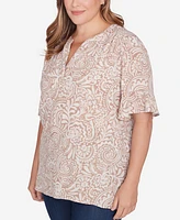 Ruby Rd. Plus Size Printed Rayon Gauze Top