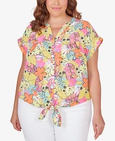 Ruby Rd. Plus Size Party Tie Front Top