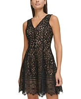 kensie Women's Lace Fit & Flare Dress