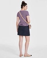 On 34th Womens Striped Cap Sleeve T Shirt Tweed Mini Skirt Holmme Embossed Crossbody Bag Created For Macys