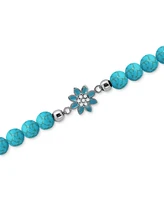 Giani Bernini Howlite Chrysocolla & Enamel Flower Bead Stretch Bracelet in 18k Gold-Plated Sterling Silver, Created for Macy's