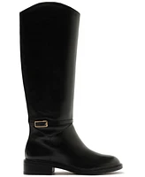 Arezzo Women's Mckenna Low Block Wide Calf Leather Boots