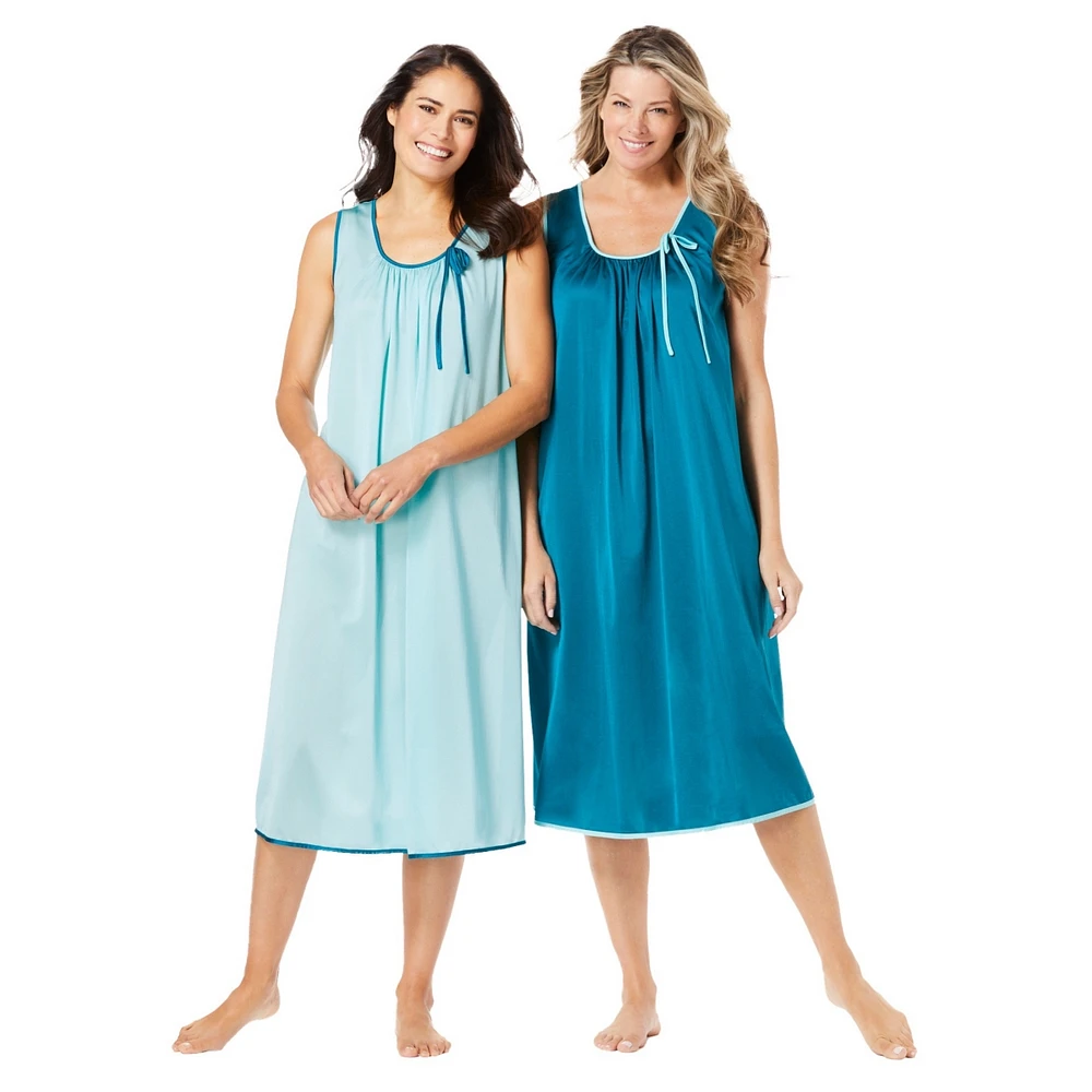 Only Necessities Women's Plus 2-Pack Sleeveless Nightgown