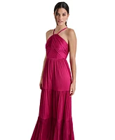 Dkny Women's Sleeveless Tiered Pleated Halter-Neck Dress