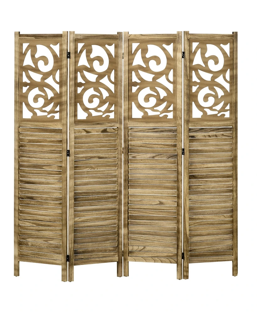 Homcom 5.5' 4 Panel Room Divider, Double Hinged Privacy Screens,