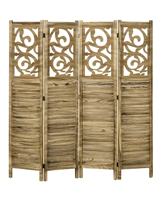 Homcom 5.5' 4 Panel Room Divider, Double Hinged Privacy Screens,