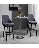 Homcom Modern Set of 2 Barstools, Swivel Kitchen Chairs with Steel Legs, Dark Grey