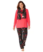 Dreams & Co. Plus Size Pajama Set With Coordinating Scarf