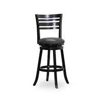 Streamdale Furniture 30" Bar Height Slat Back Swivel Stool, Espresso Finish, Charcoal Fabric Seat