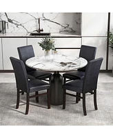 Costway Upholstered Dining Chairs Set of 2 Pu Leather Armless Solid Rubber Wood Legs