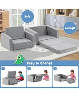 Costway 2-in-1 Toddler Fold out Couch Children s Convertible Sofa to Lounger