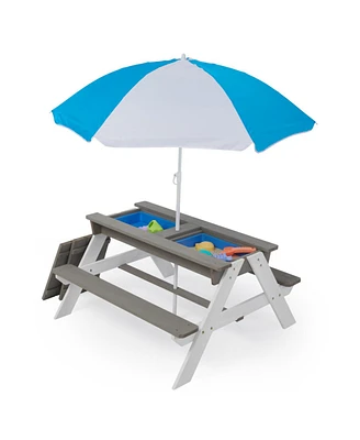 Simplie Fun Convertible Kids Outdoor Picnic Table with Umbrella