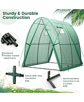 Costway Portable Greenhouse with 2 Zippered Doors 2 Roll-up Screen Windows
