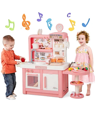 Costway Kids Pretend Kitchen Playset Role Play Kitchen Play Toy with Sink Oven Microwave