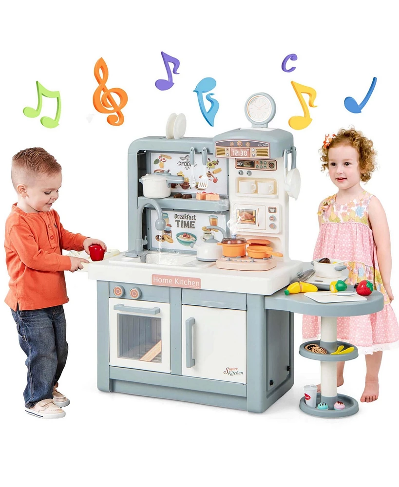 Costway Kids Pretend Kitchen Playset Role Play Toy with Sink Oven Microwave