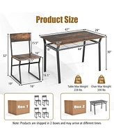 5 Piece Dining Table Set Industrial Rectangular Kitchen with 4 Chairs