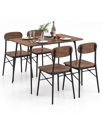 Costway 5-Piece Dining Table Set for 4 Modern Kitchen Dining Room Furniture Set