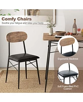 4 Piece Dining Table Set with Bench & 2 Faux Leather Upholstered Chairs for Kitchen