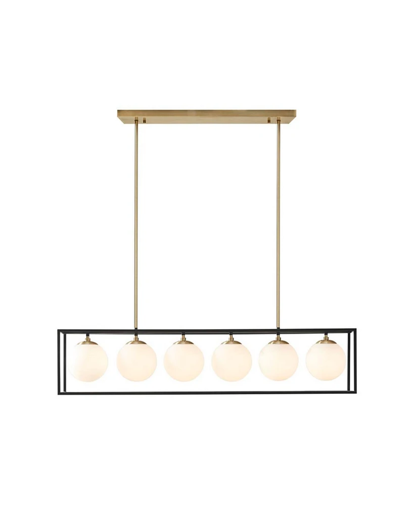 Simplie Fun Helena 6-Light Frosted Glass Globe Linear Chandelier