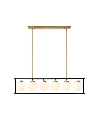 Simplie Fun Helena 6-Light Frosted Glass Globe Linear Chandelier