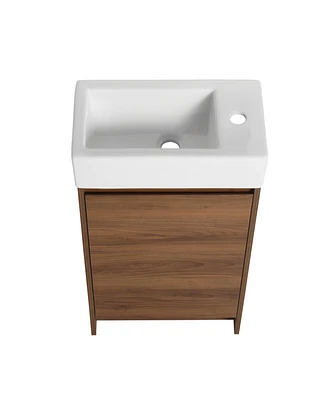 Simplie Fun 18" Freestanding Vanity with Single Sink & Soft Closing Doors