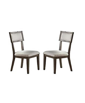 Simplie Fun Contemporary Solid Wood & Veneer Dining Room Chairs 2 Pcs Chair Set Cream Cushion Seat Back