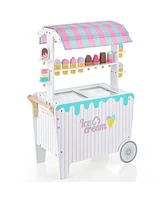 Costway Kid's Ice Cream Cart Food Trunk Play Toy Set with Display Rack & Accessories