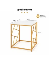 Costway 1PC 19.5'' Side Table Square Bedside Sofa Accent Coffee Table with Tempered Glass Top