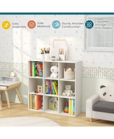 9-Cube Kids Toy Storage Organizer Wooden Children's Bookcase Display Bookshelf
