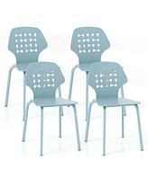 Costway Metal Dining Chair Set of 4 Armless Kitchen Hollowed Backrest & Legs