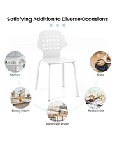 Metal Dining Chair Set of 4 Armless Kitchen Hollowed Backrest & Legs