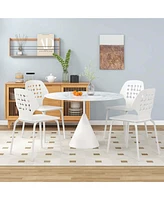 Metal Dining Chair Set of 4 Armless Kitchen Hollowed Backrest & Legs